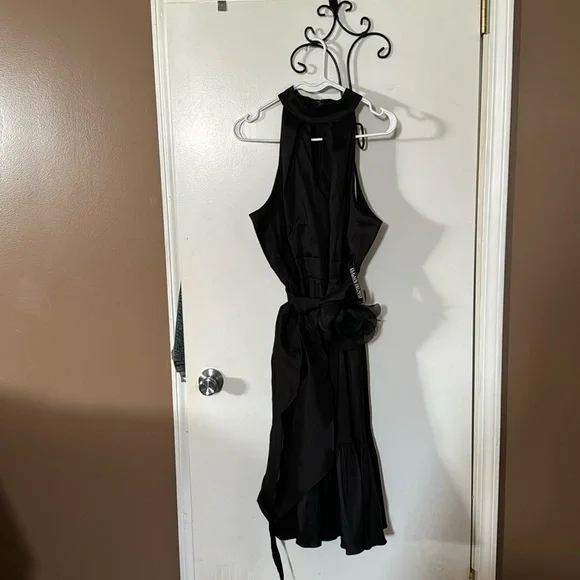 black dress ruffle bottom Riles Black Strapless Ruffle Maxi Dress - US 4 main image 1